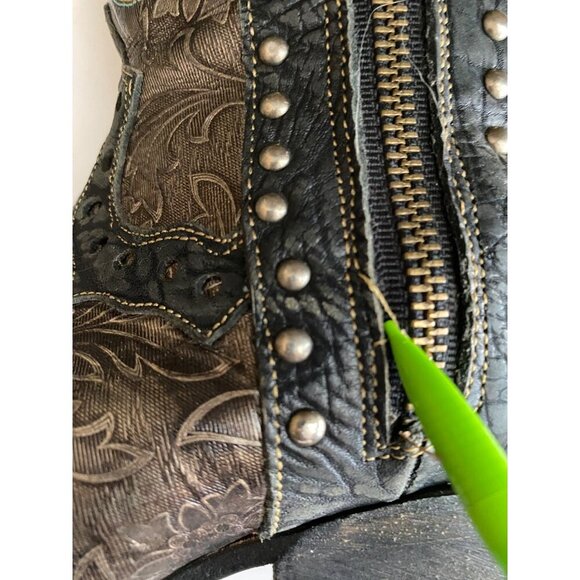 Dan Post Tempted Studded Women's Cowboy Boots 8.5 Leather Brown Black Metallic - Picture 10 of 15